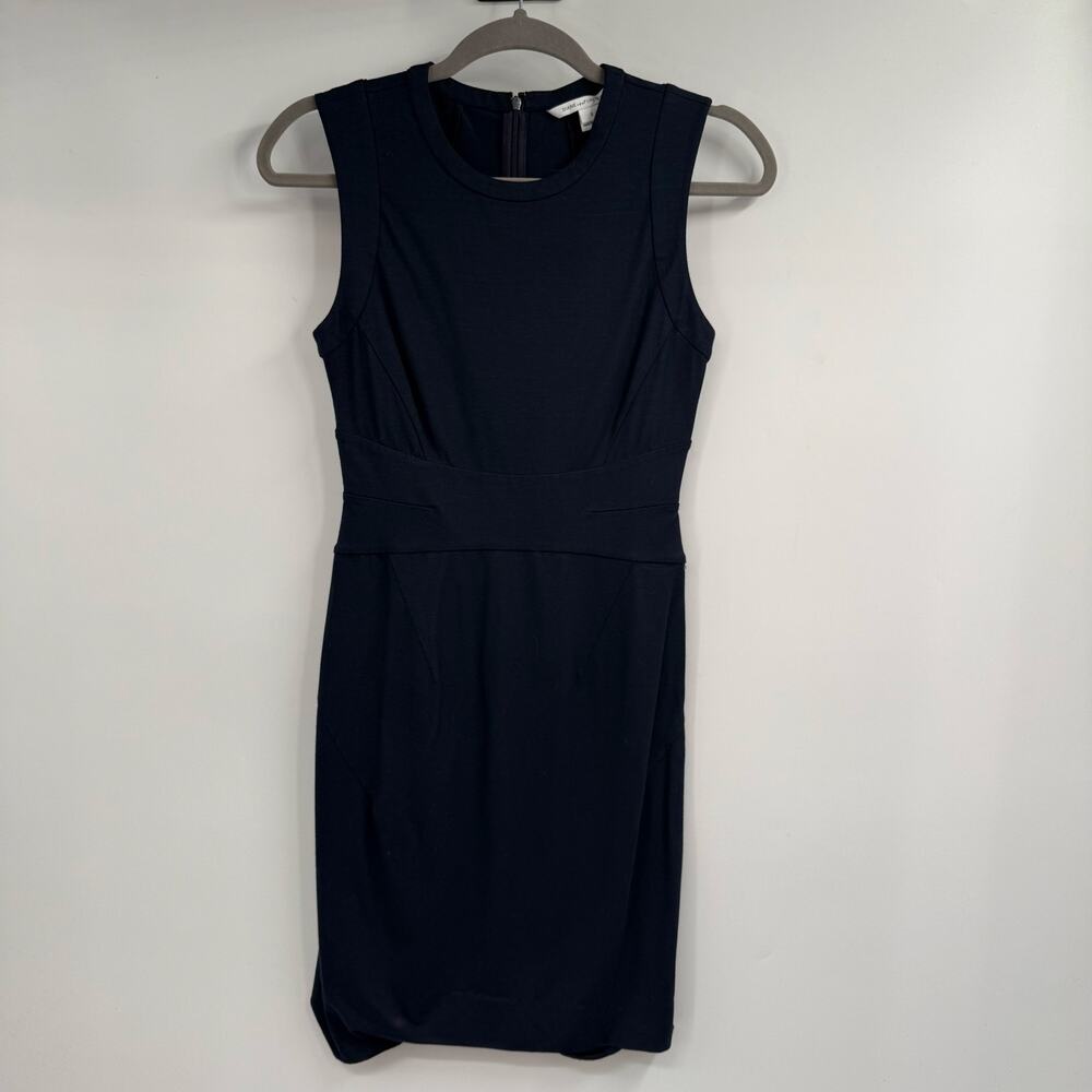 Diane Von Furstenberg Gretchen Sheath Dress Womens Size 2 Navy Blue Sleeveless